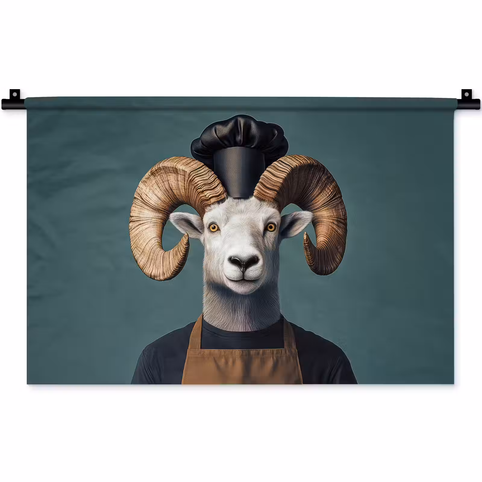 Wandkleed - Geit - Hoorns - Kokskleding — 1