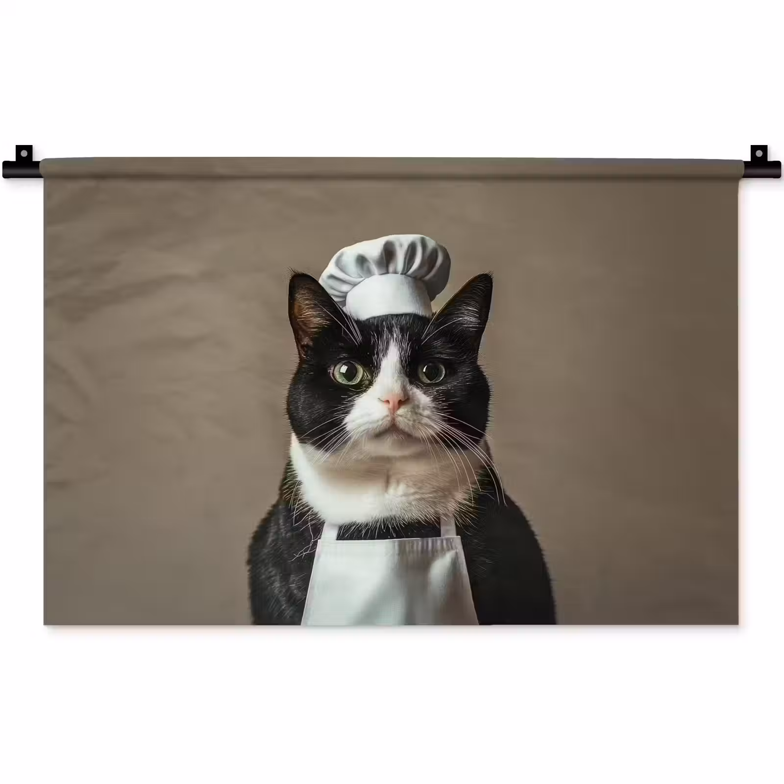 Wandkleed - Kat - Kokskleding - Zwart - Wit — 1