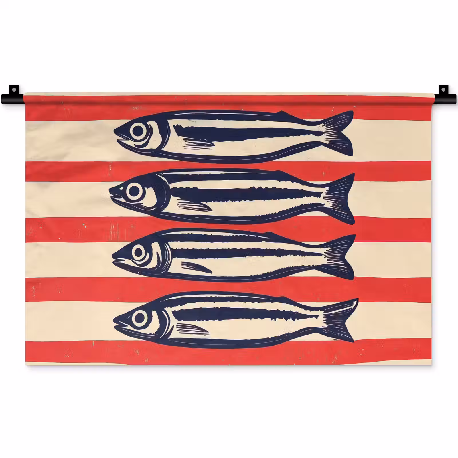 Wandkleed - Sardines - Rood en beige strepen — 1