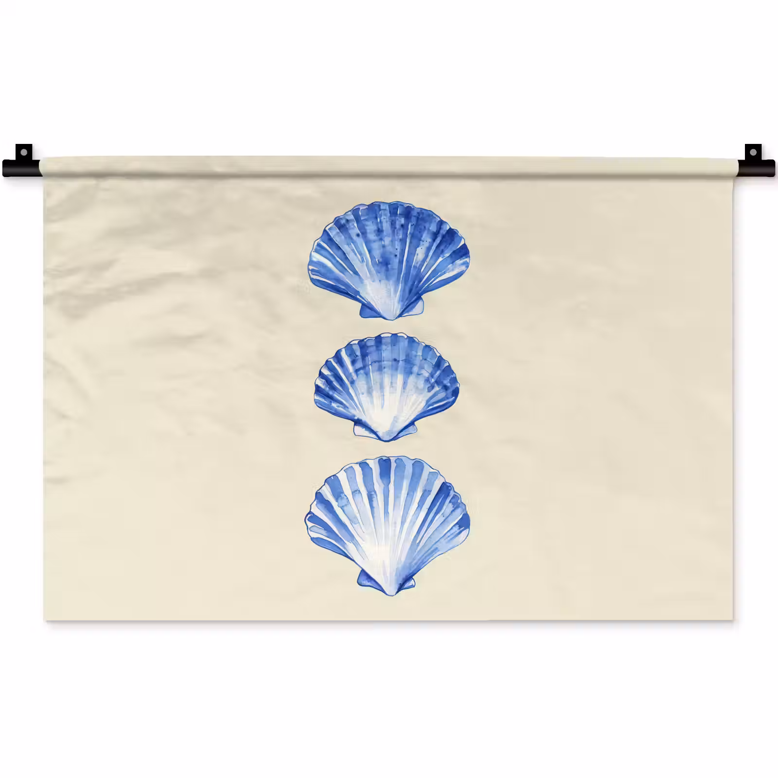 Wandkleed - Schelpen - Blauw - Beige — 1