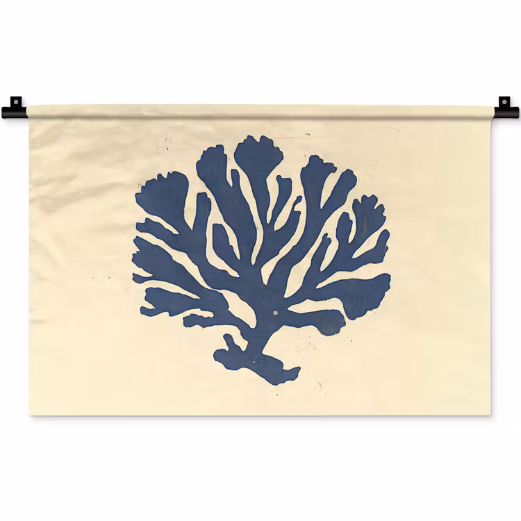 Wandkleed - Blauw koraal - Vertakkingen - Beige — 1