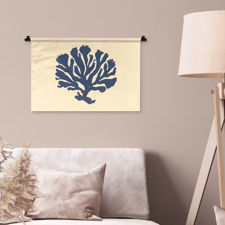 Wandkleed - Blauw koraal - Vertakkingen - Beige — 2