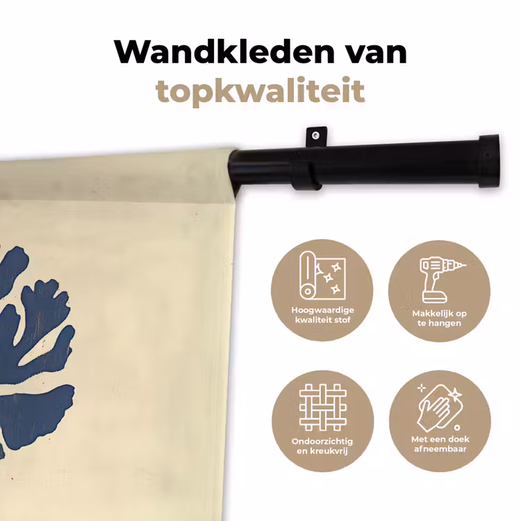 Wandkleed - Blauw koraal - Vertakkingen - Beige — 3