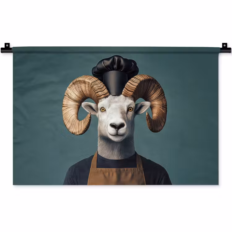 Wandkleed - Geit - Hoorns - Kokskleding — 1