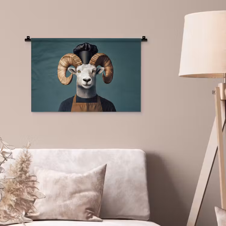 Wandkleed - Geit - Hoorns - Kokskleding — 2