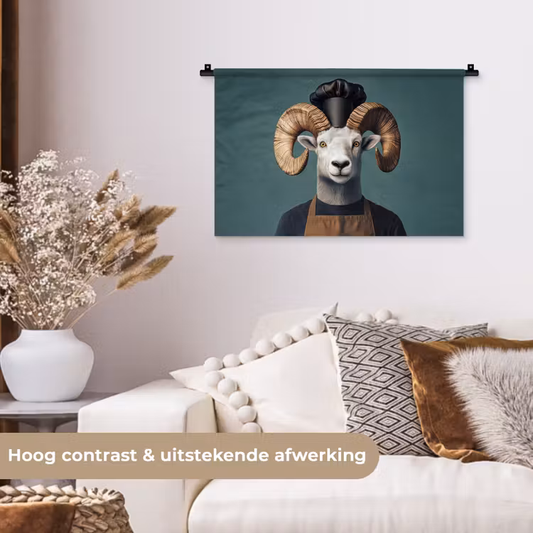 Wandkleed - Geit - Hoorns - Kokskleding — 4