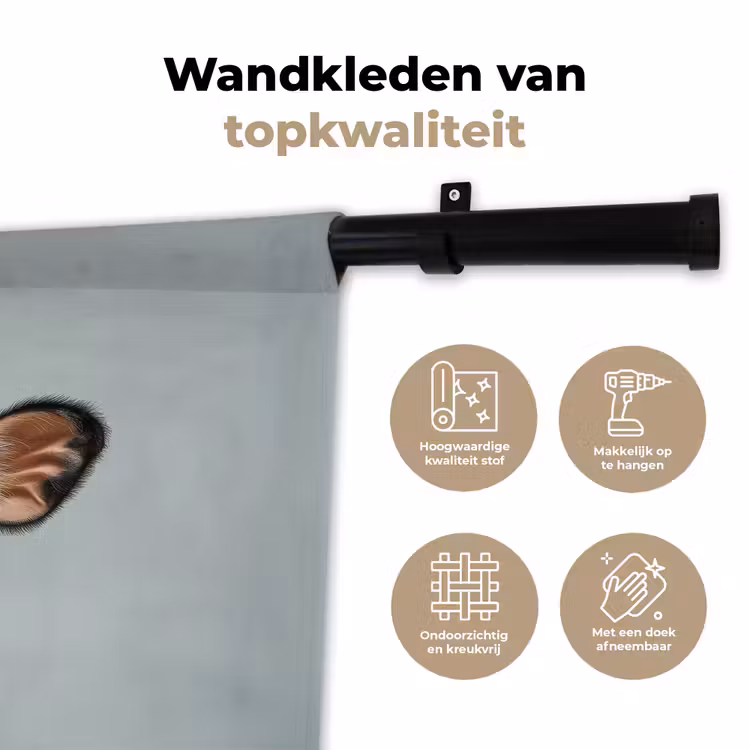 Wandkleed - Koe - Zwart - Wit - Kok — 3