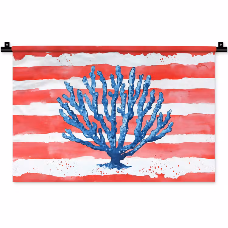 Wandkleed - Koraal - Verfstructuur - Rood - Blauw — 1