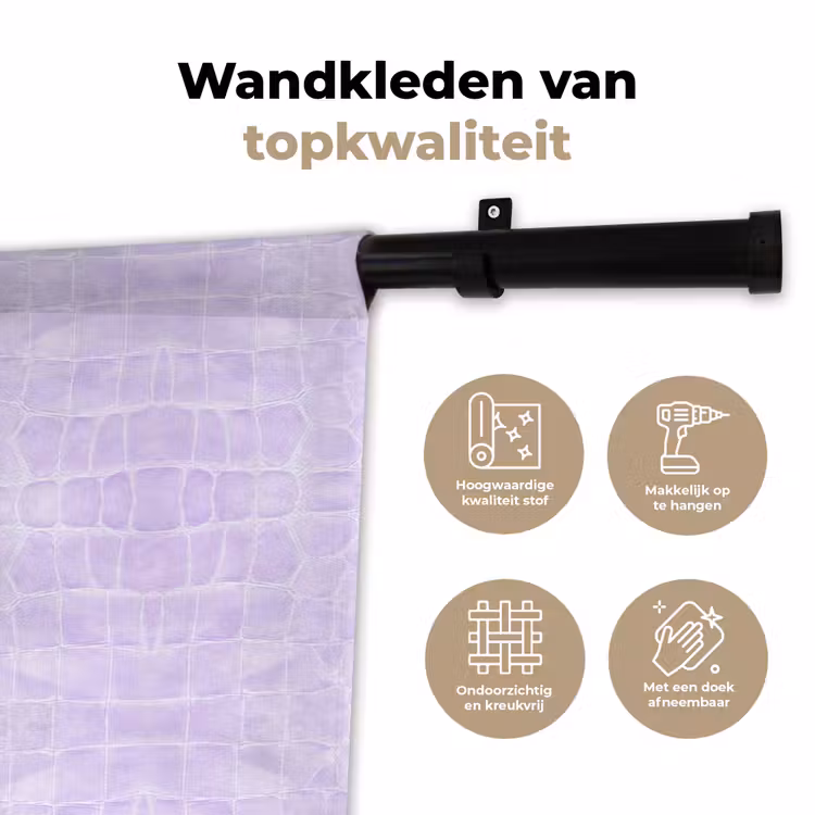 Wandkleed - Krokodil - Leer - Pastel - Paars — 3