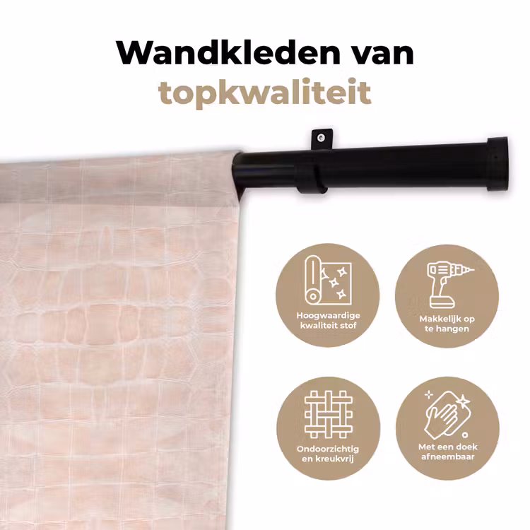Wandkleed - Krokodil - Leer - Zacht - Roze — 3