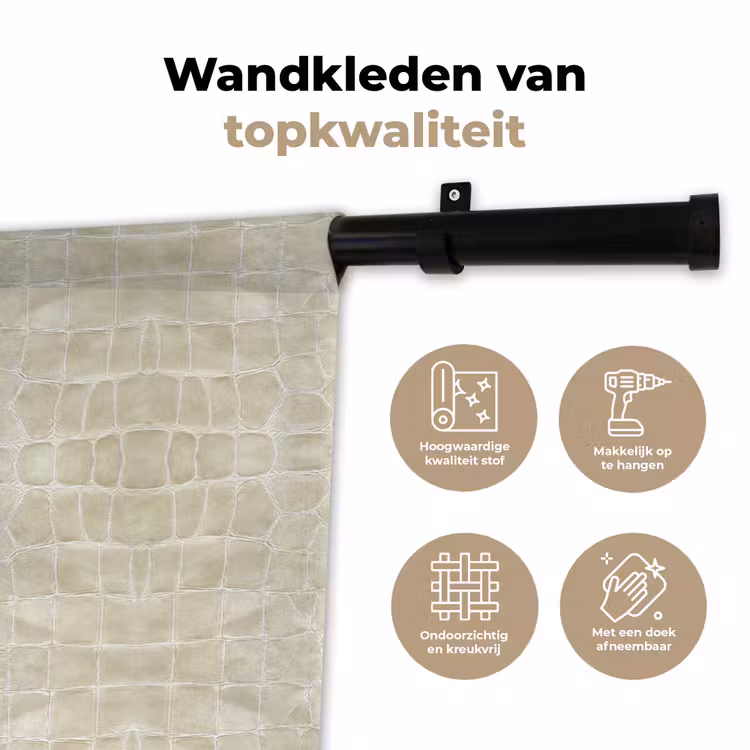 Wandkleed - Krokodil - Leer - Zand - Beige — 3