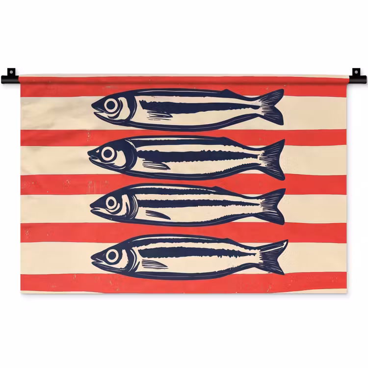 Wandkleed - Sardines - Rood en beige strepen — 1