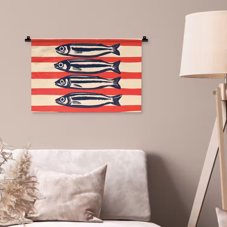 Wandkleed - Sardines - Rood en beige strepen — 2