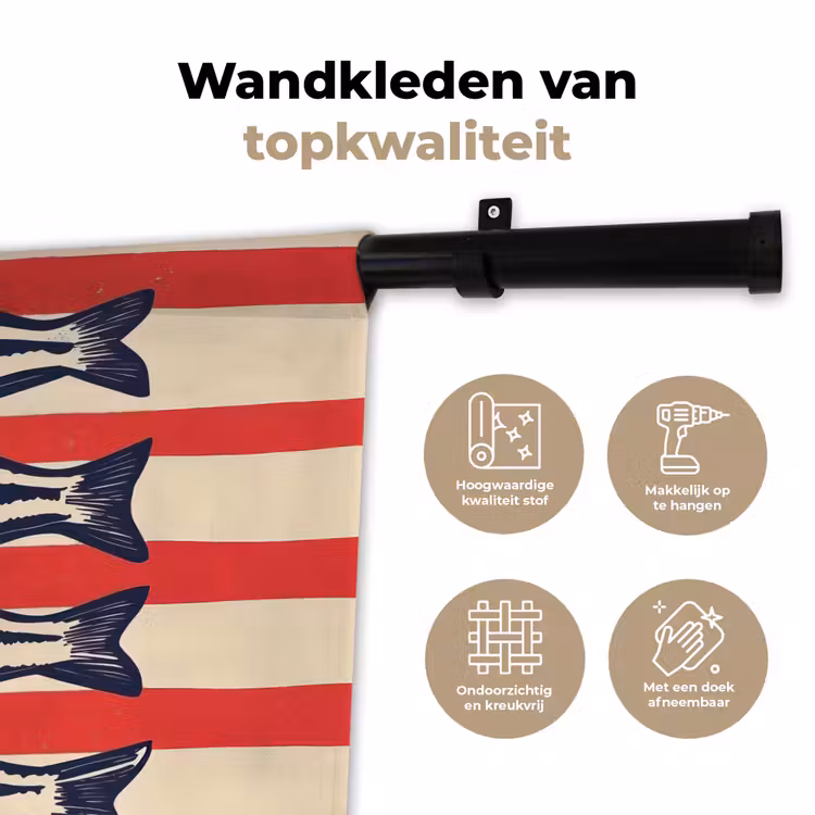 Wandkleed - Sardines - Rood en beige strepen — 3