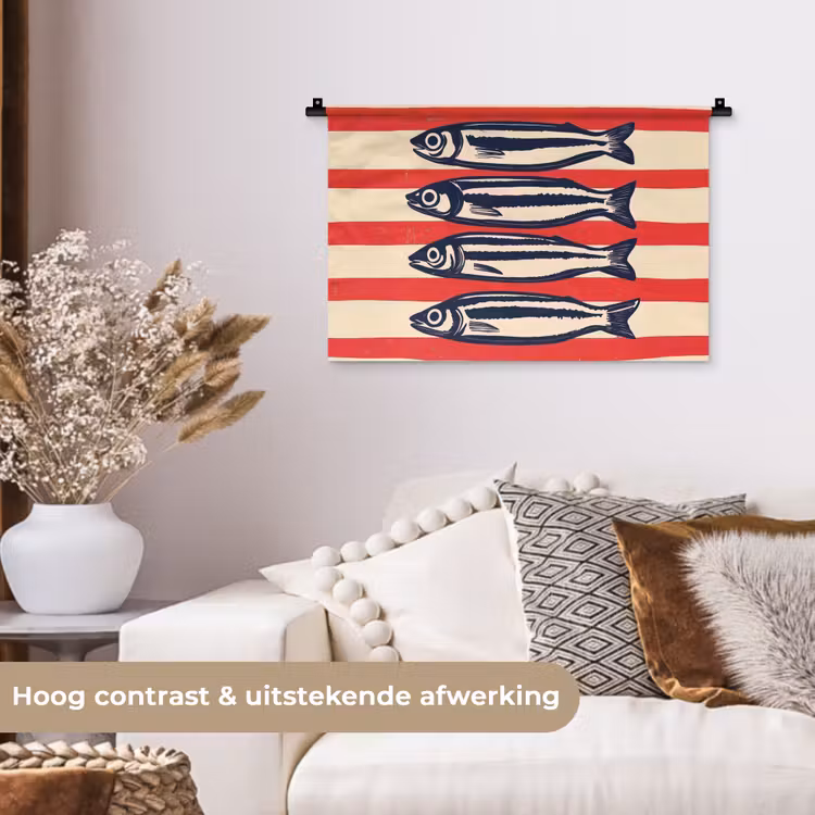 Wandkleed - Sardines - Rood en beige strepen — 4