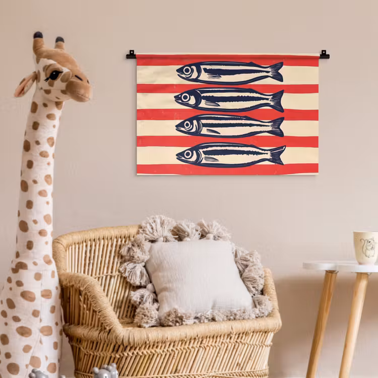 Wandkleed - Sardines - Rood en beige strepen — 5