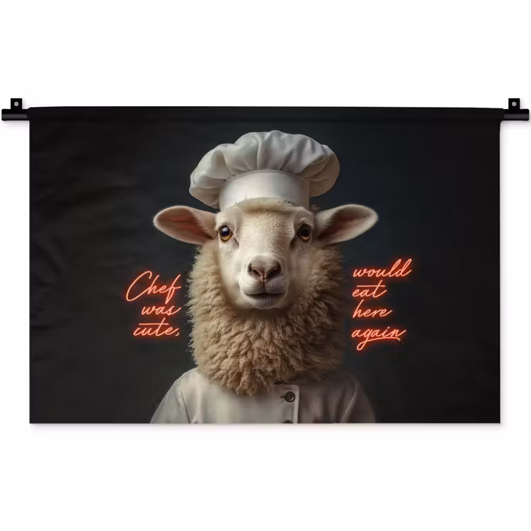 Wandkleed - Schaap - Kokskleding - Neon - Quote — 1