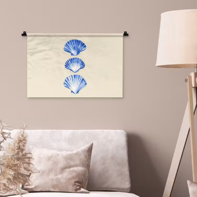 Wandkleed - Schelpen - Blauw - Beige — 2