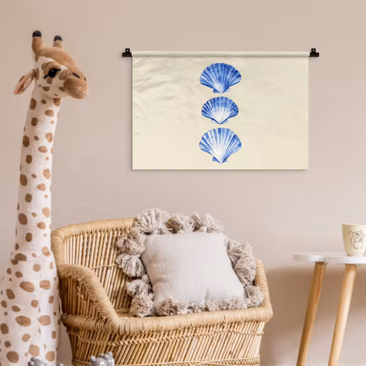 Wandkleed - Schelpen - Blauw - Beige — 5