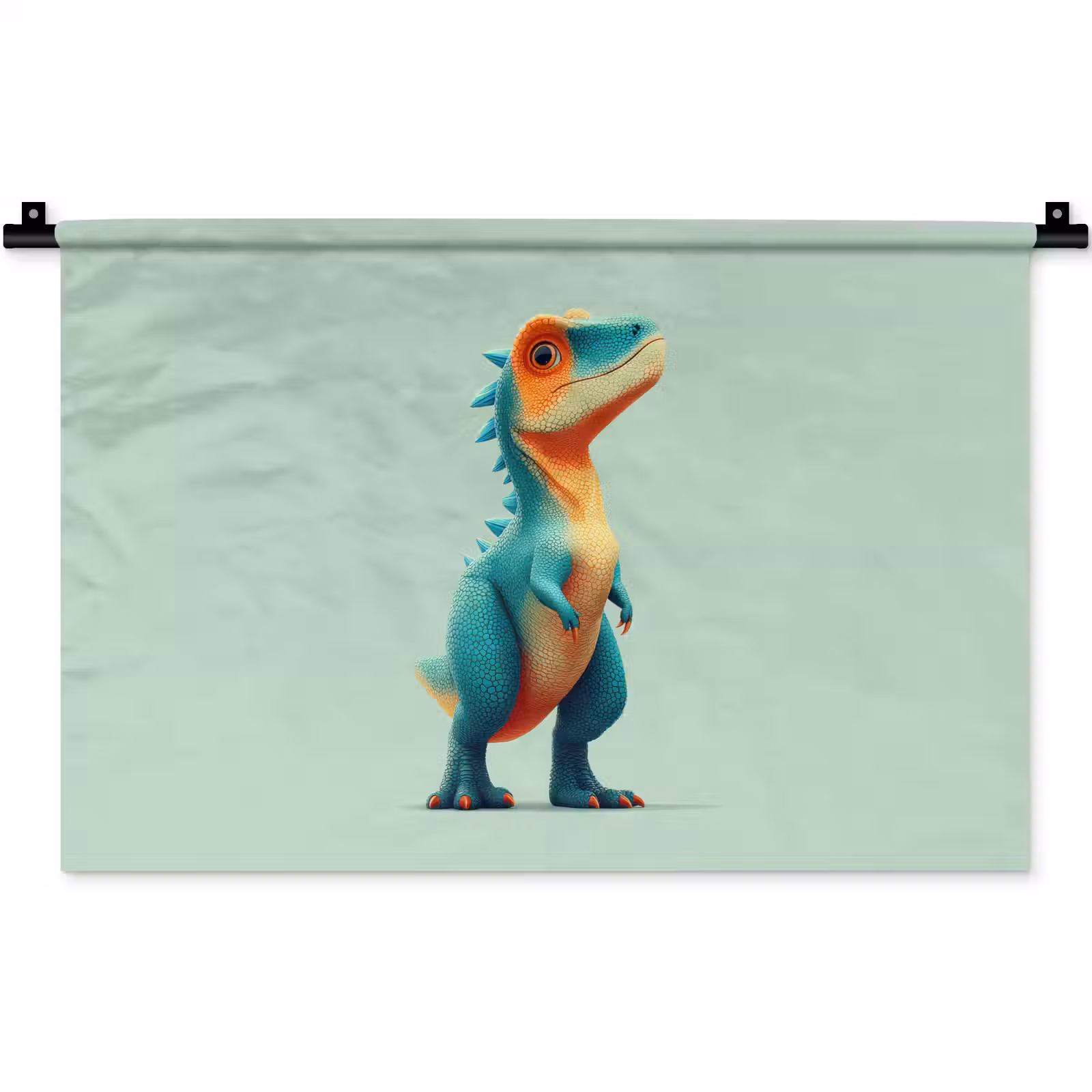 Wandkleed - Cartoon - Dino - Oranje - Stekels — 1