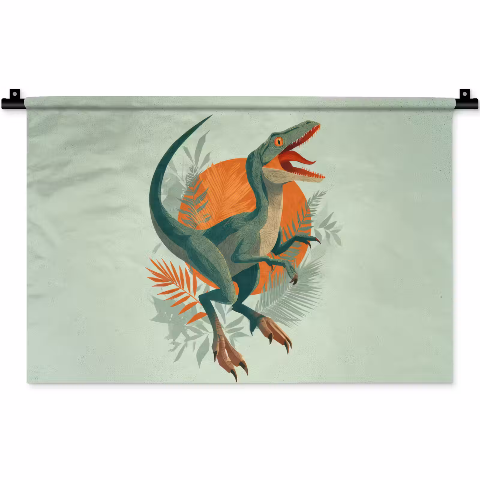Wandkleed - Dino - Bladeren - Grafisch - Groen — 1