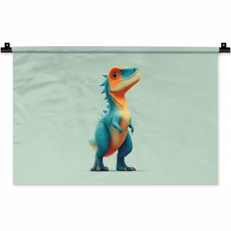 Wandkleed - Cartoon - Dino - Oranje - Stekels — 1