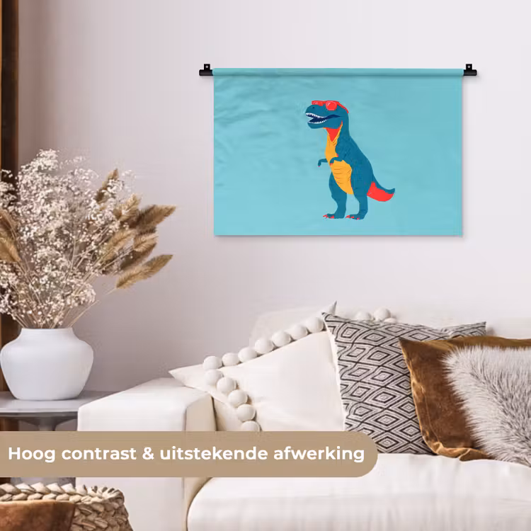 Wandkleed - Dinosaurus - Blauw - Zonnebril — 4