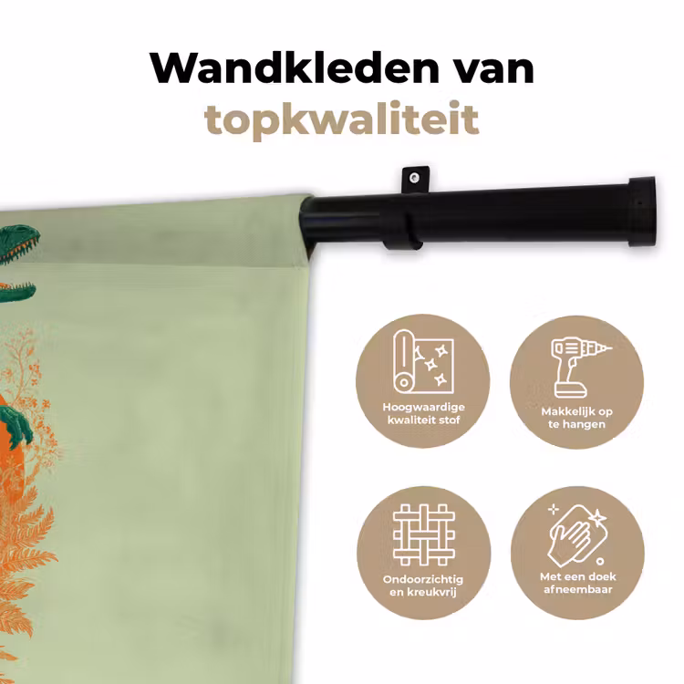 Wandkleed - Dinosaurus - Groen - Planten - Cirkel — 3
