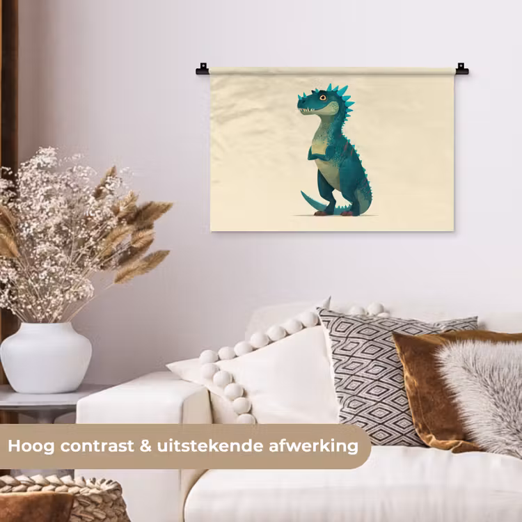 Wandkleed - Dinosaurus - Turquoise - Stekels — 4