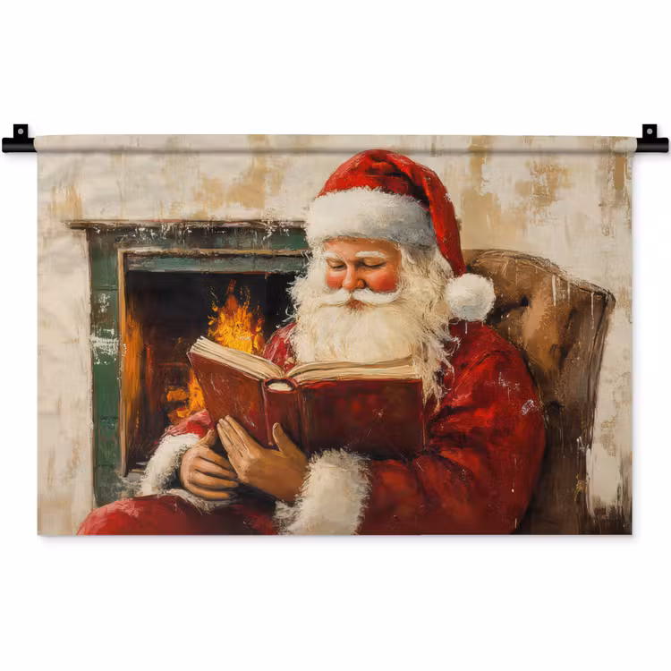 Wandkleed - Kerst - Kerstman - Winter - Open Haard — 1