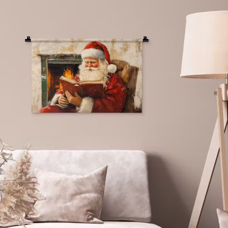 Wandkleed - Kerst - Kerstman - Winter - Open Haard — 2