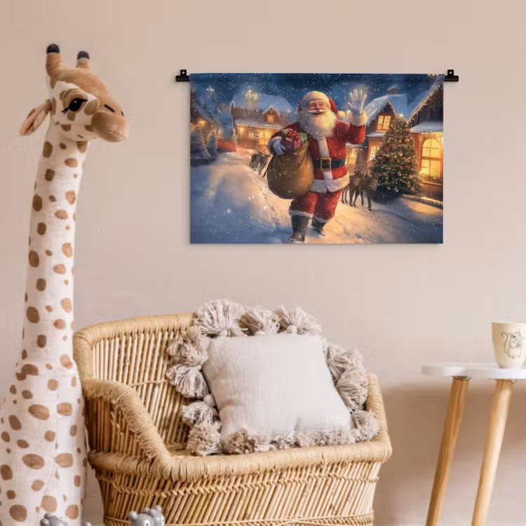 Wandkleed - Kerstman - Dorp - Hert - Donker — 5