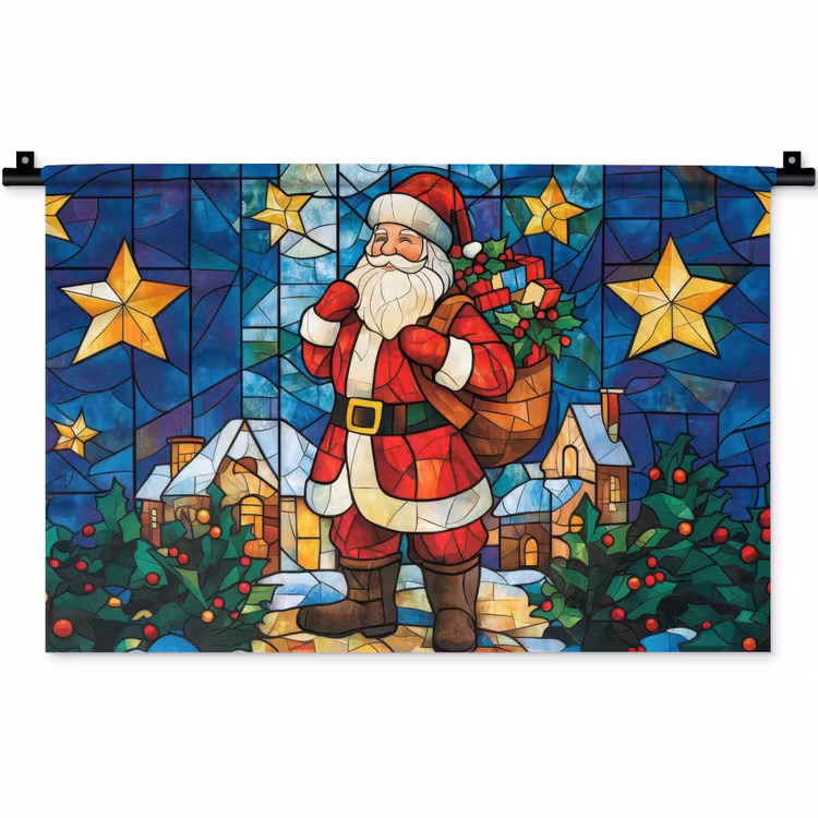 Wandkleed - Kerstman - Glas - Kleurrijk — 1