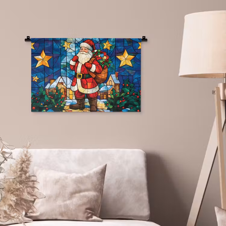 Wandkleed - Kerstman - Glas - Kleurrijk — 2