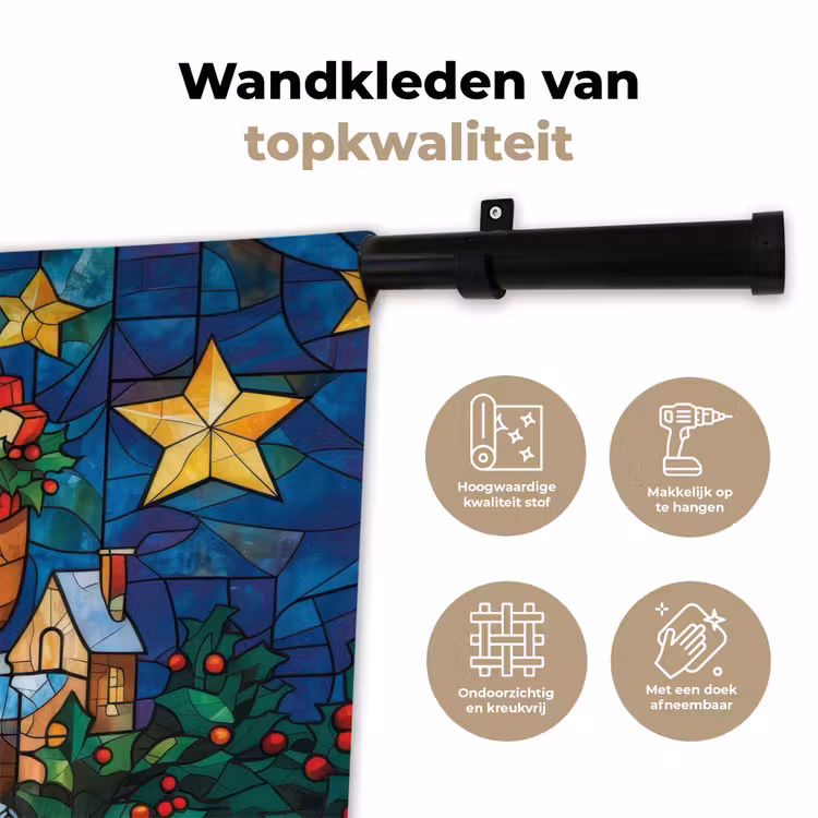 Wandkleed - Kerstman - Glas - Kleurrijk — 3