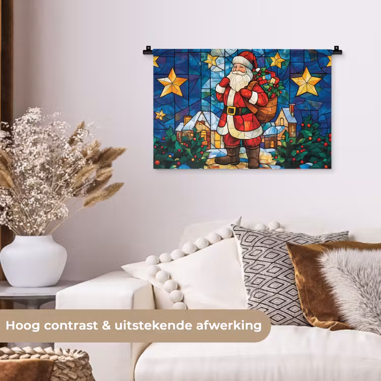 Wandkleed - Kerstman - Glas - Kleurrijk — 4