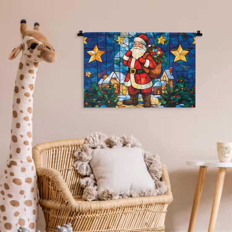 Wandkleed - Kerstman - Glas - Kleurrijk — 5