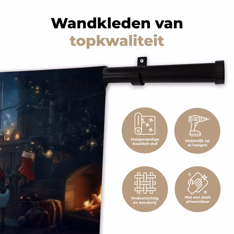 Wandkleed - Kerstman - Haard - Donker — 3