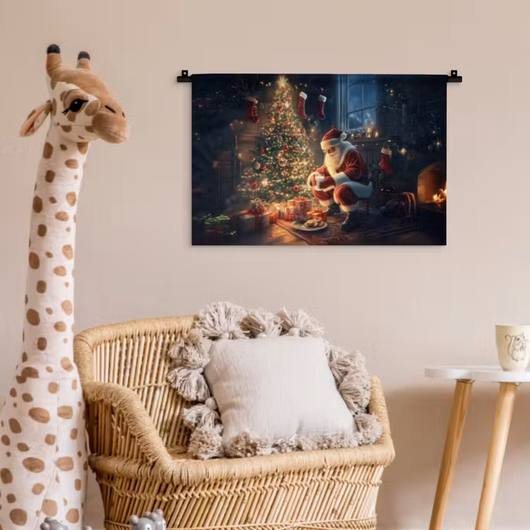 Wandkleed - Kerstman - Haard - Donker — 5