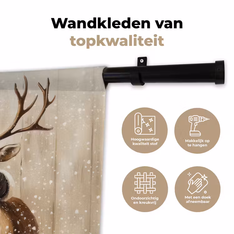 Wandkleed - Kerstman - Rendier - Sneeuw - Kleurrijk — 3