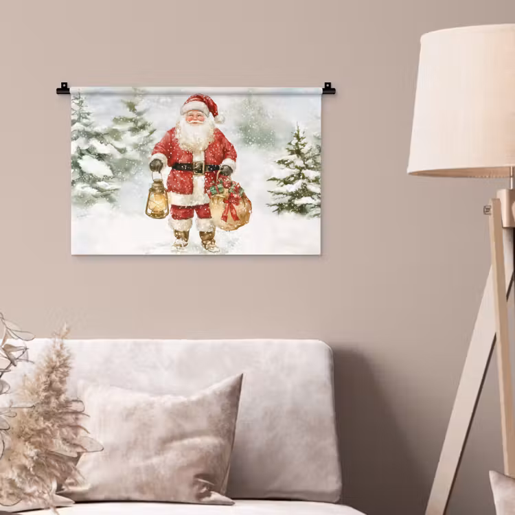 Wandkleed - Kerstman- Winter - Sneeuw - Wit - Rood — 2