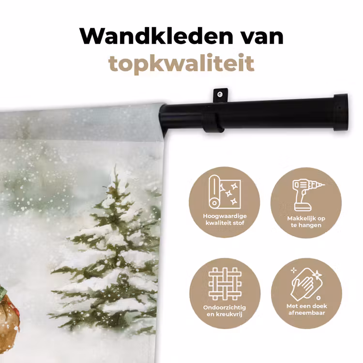Wandkleed - Kerstman- Winter - Sneeuw - Wit - Rood — 3