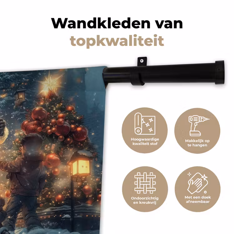 Wandkleed - Kerstvreugde - Sneeuw - Kleurrijk — 3