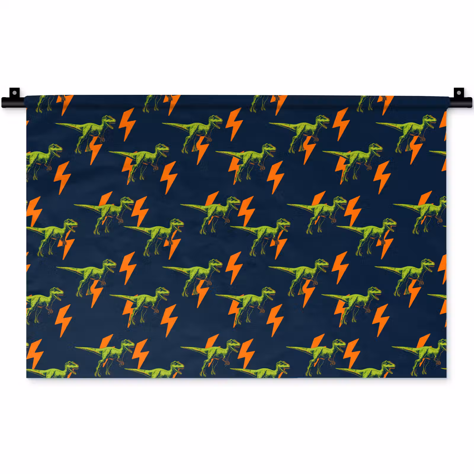 Wandkleed - Bliksemschichten - Oranje - Dinosaurussen — 1