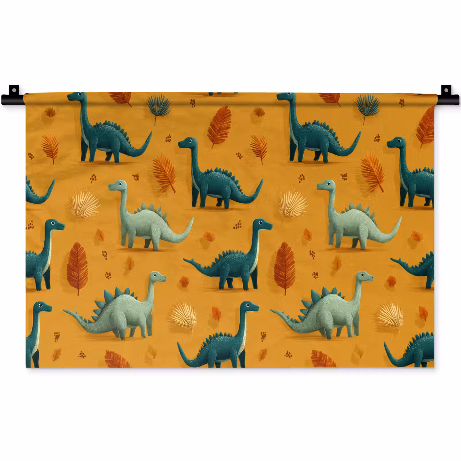 Wandkleed - Dinosaurussen - Stekels - Herfstbladeren - Bruin — 1
