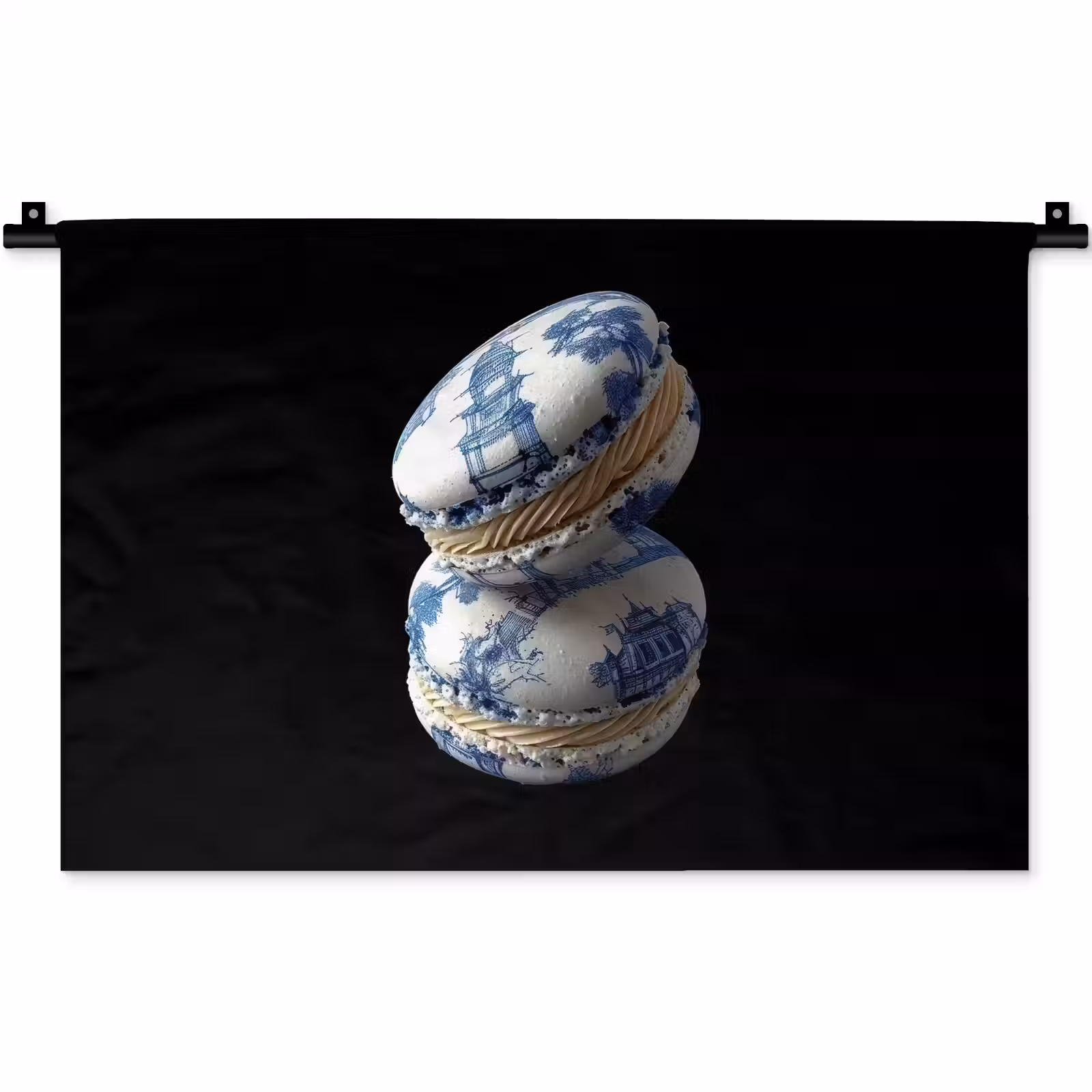 Wandkleed - Eten - Macarons - Delfts blauw - Koekjes — 1