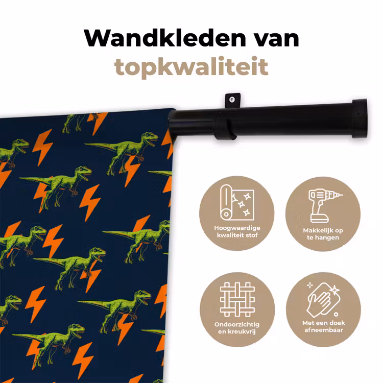 Wandkleed - Bliksemschichten - Oranje - Dinosaurussen — 3