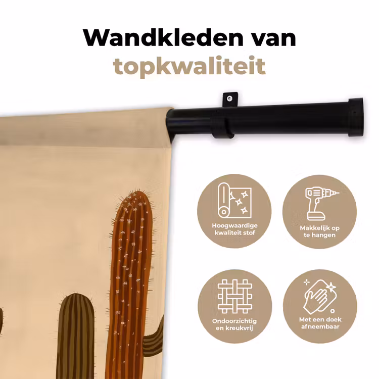 Wandkleed - Cactus - Woestijn - Zand - Bruin — 3