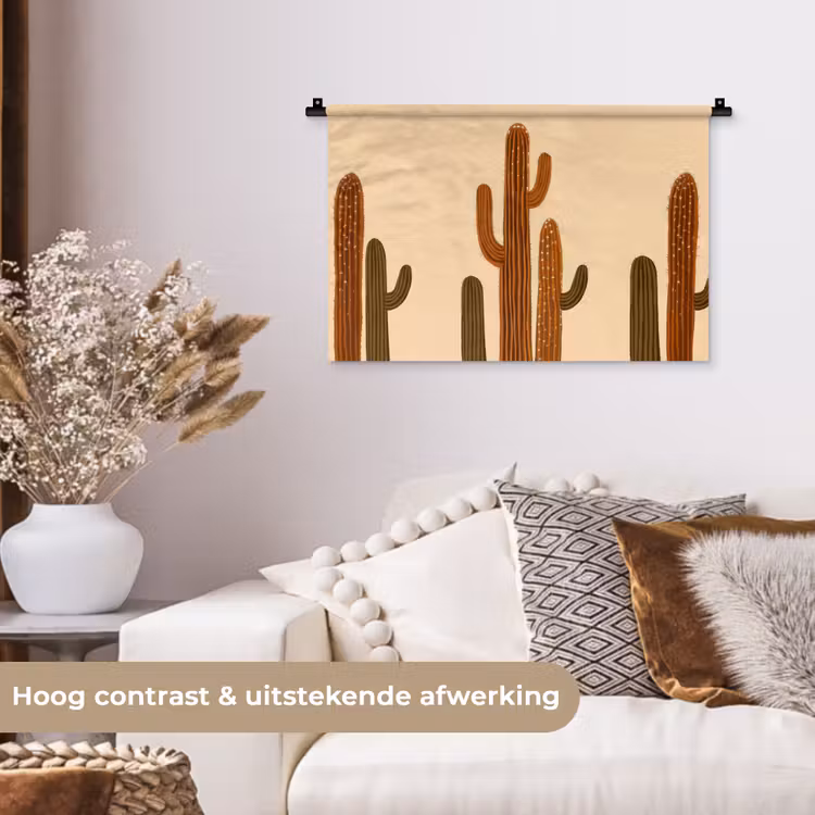 Wandkleed - Cactus - Woestijn - Zand - Bruin — 4