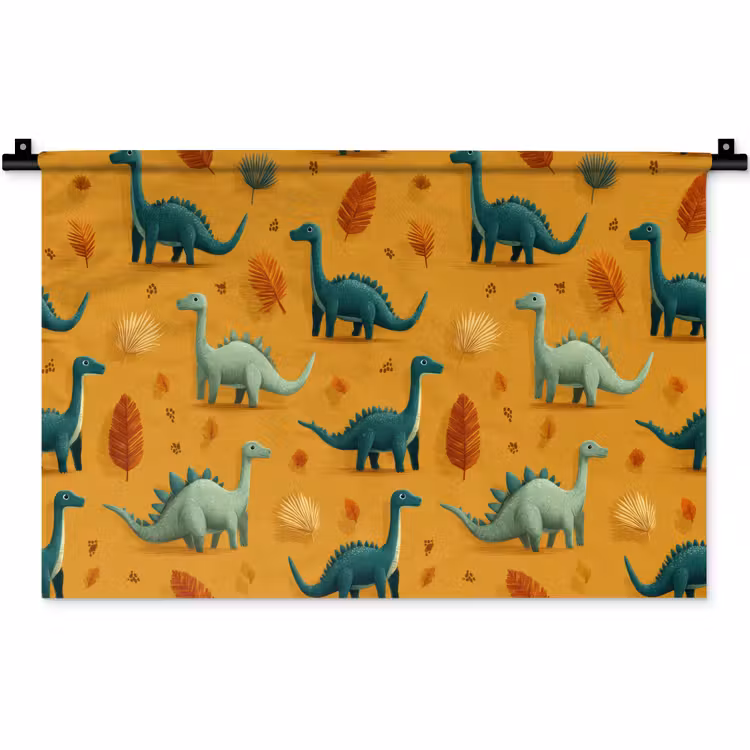 Wandkleed - Dinosaurussen - Stekels - Herfstbladeren - Bruin — 1